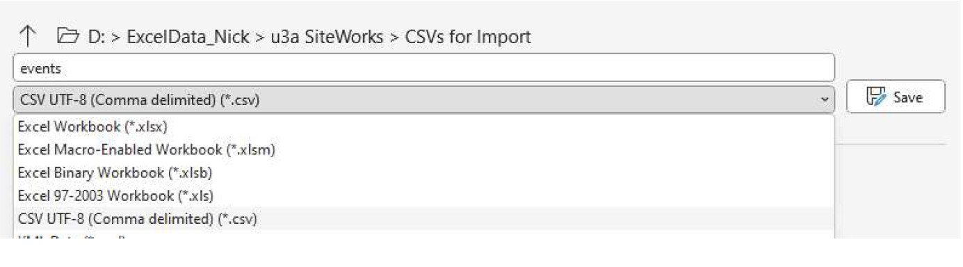 u3a SiteWorks CSV Import and Export – SiteWorks